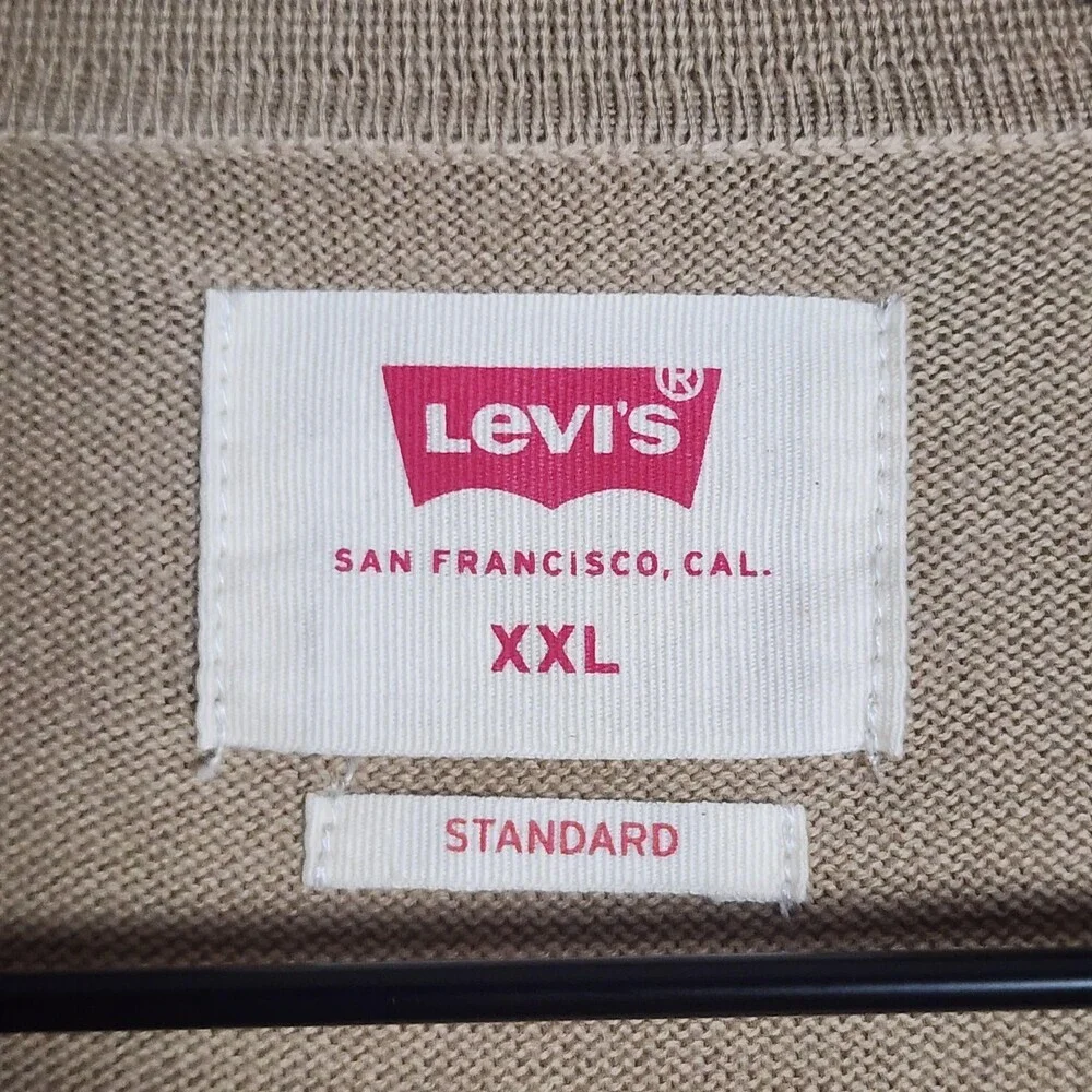 Levi's Polo Shirt Mens 2XL Beige 100% Cotton Standard Fit Short Sleeve Casual